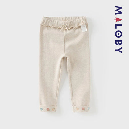 Legging à bas brodé enfant fille-beige/violet
