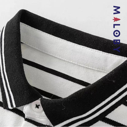 Polo rayé pour été enfants garçon - Blanc/Noir