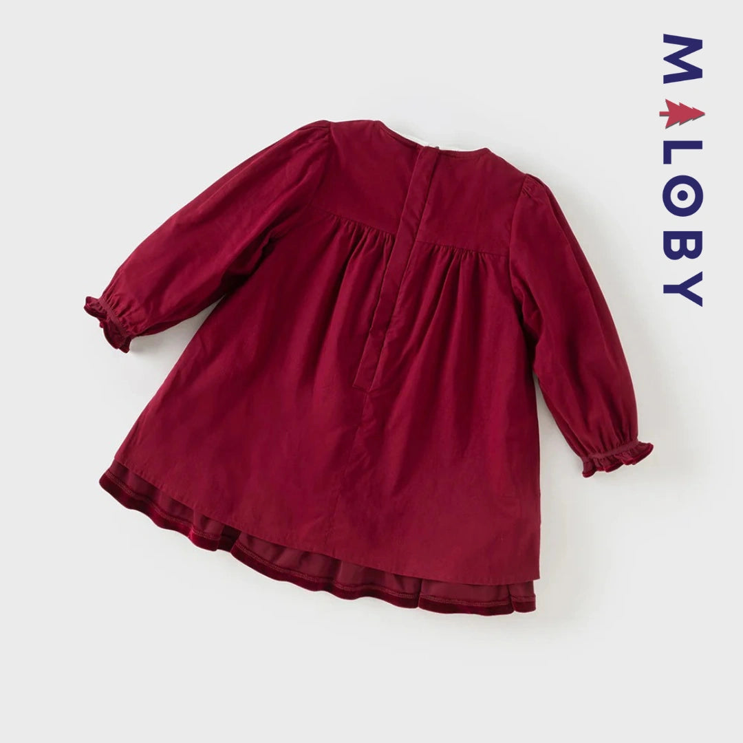 Robe en velours unie enfant fille - bordeaux