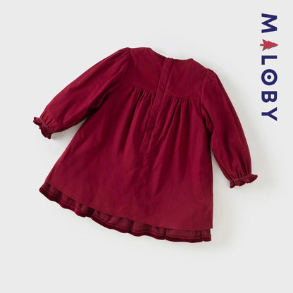 Robe en velours unie enfant fille - bordeaux