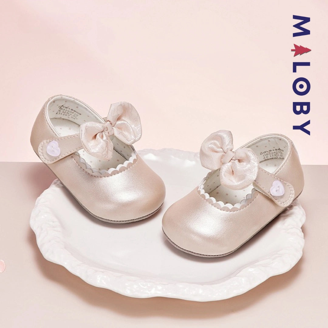 Chaussures premiers pas nœud floral- Fille -robes et ensembles pour filles, bébés et garcons - MALOBY