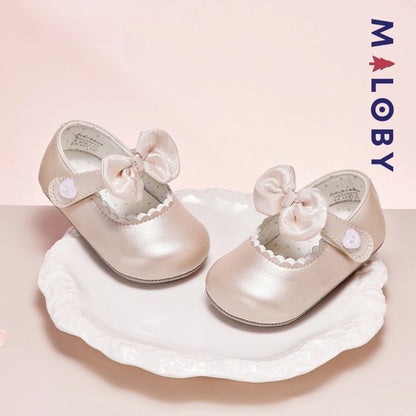 Chaussures premiers pas nœud floral- Fille -robes et ensembles pour filles, bébés et garcons - MALOBY