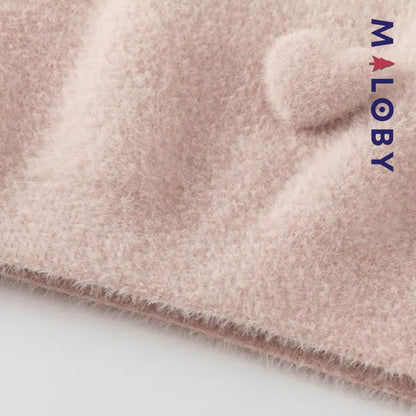 Pull en maille avec cœur en relief enfant fille- Rose