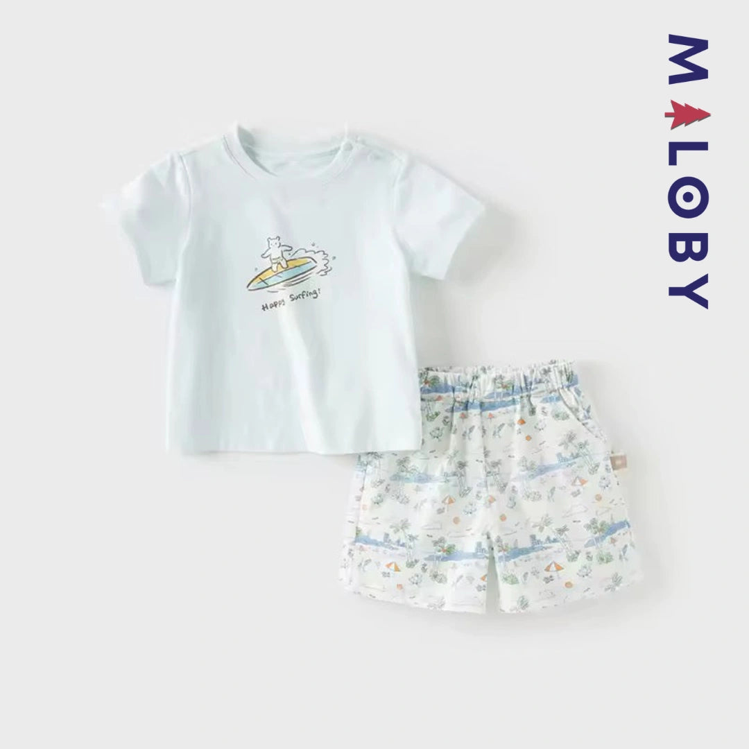 Ensemble Eté 2 Pièces t-shirt+short enfant garçon -Bleu ciel