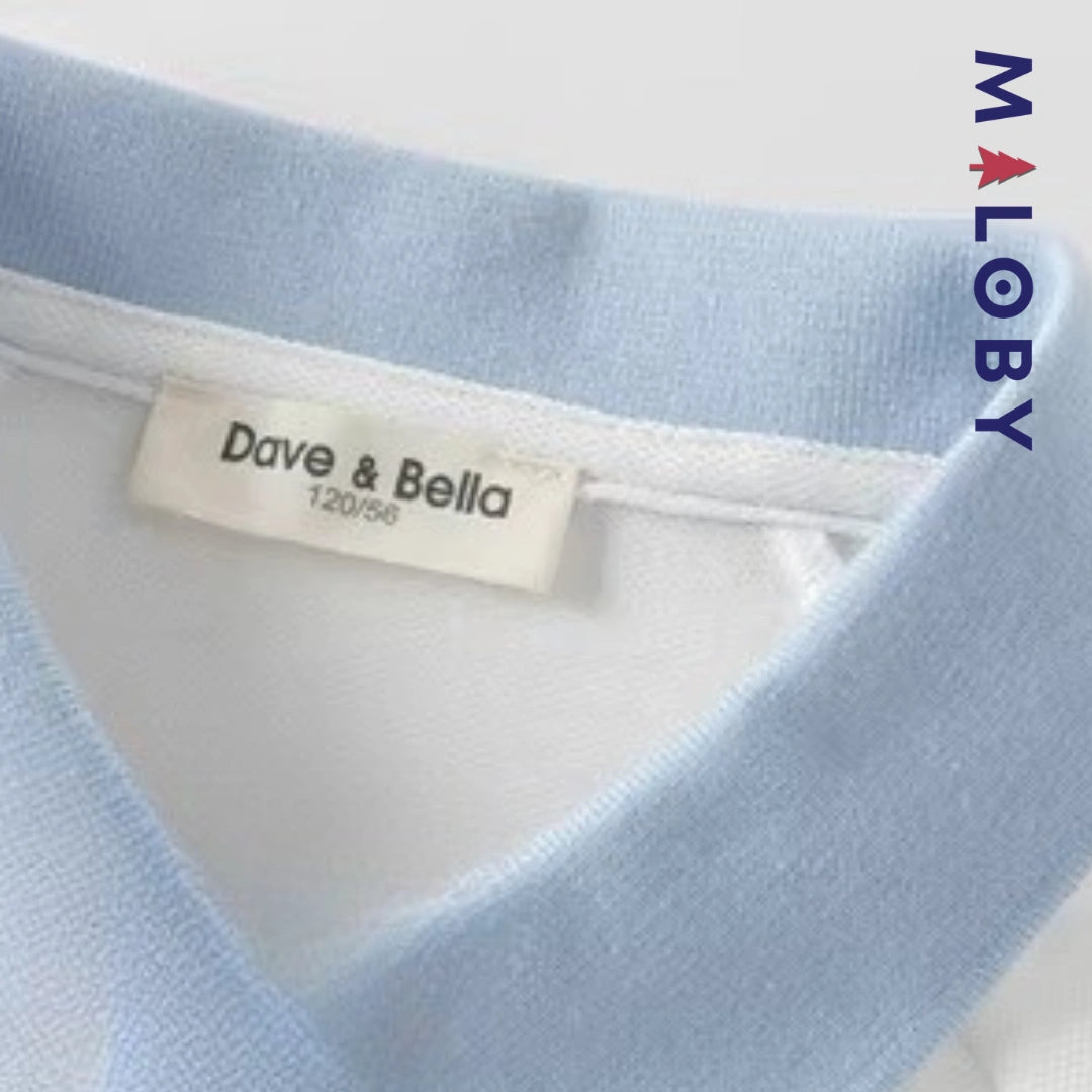 Polo manches longues enfants garçon- Blanc -robes et ensembles pour filles, bébés et garcons - MALOBY