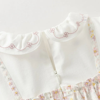 Ensemble fleuri blouse et legging effet 2 en 1 enfant fille rose - MALOBY