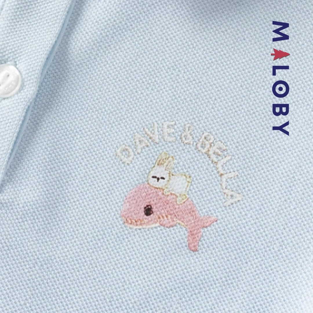 Robe polo manches courtes enfant fille- bleu ciel