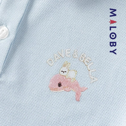 Robe polo manches courtes enfant fille- bleu ciel