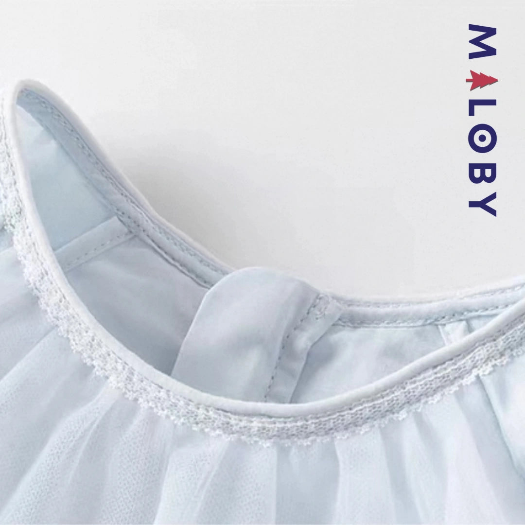 Robe de princesse à manches papillon -Bleu ciel