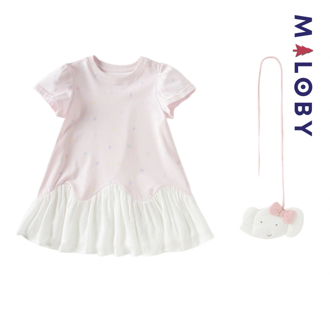 Ensemble robe d'été +sac enfant fille -Rose