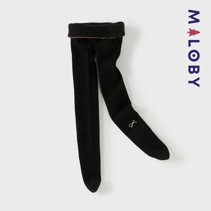 Collant épais à nœuds enfant fille- beige/noir