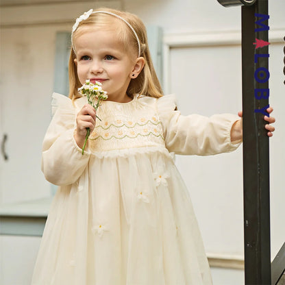 Robe de cérémonie à smocks enfant fille -Jaune