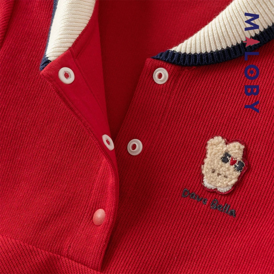 Robe en pur coton manches longues enfant fille -rouge