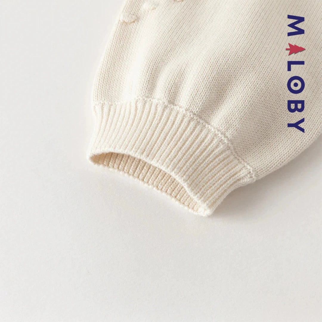 Cardigan en pur coton brodé enfant fille -Beige -robes et ensembles pour filles, bébés et garcons - MALOBY