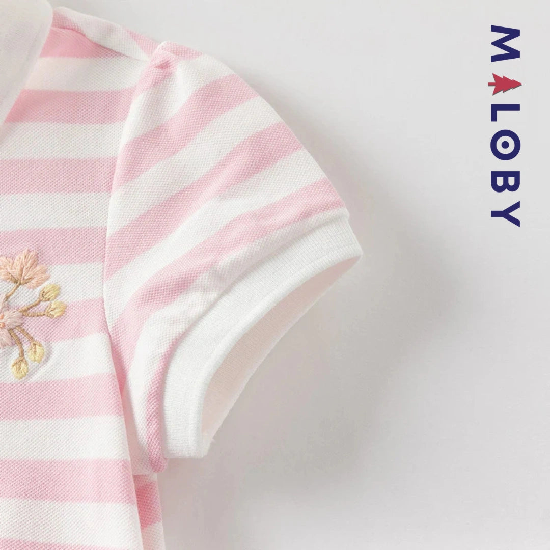 Robe d'été rayée enfant fille -Rose