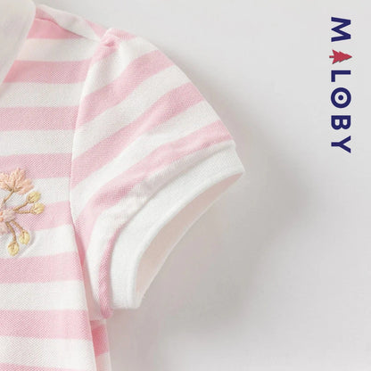 Robe d'été rayée enfant fille -Rose