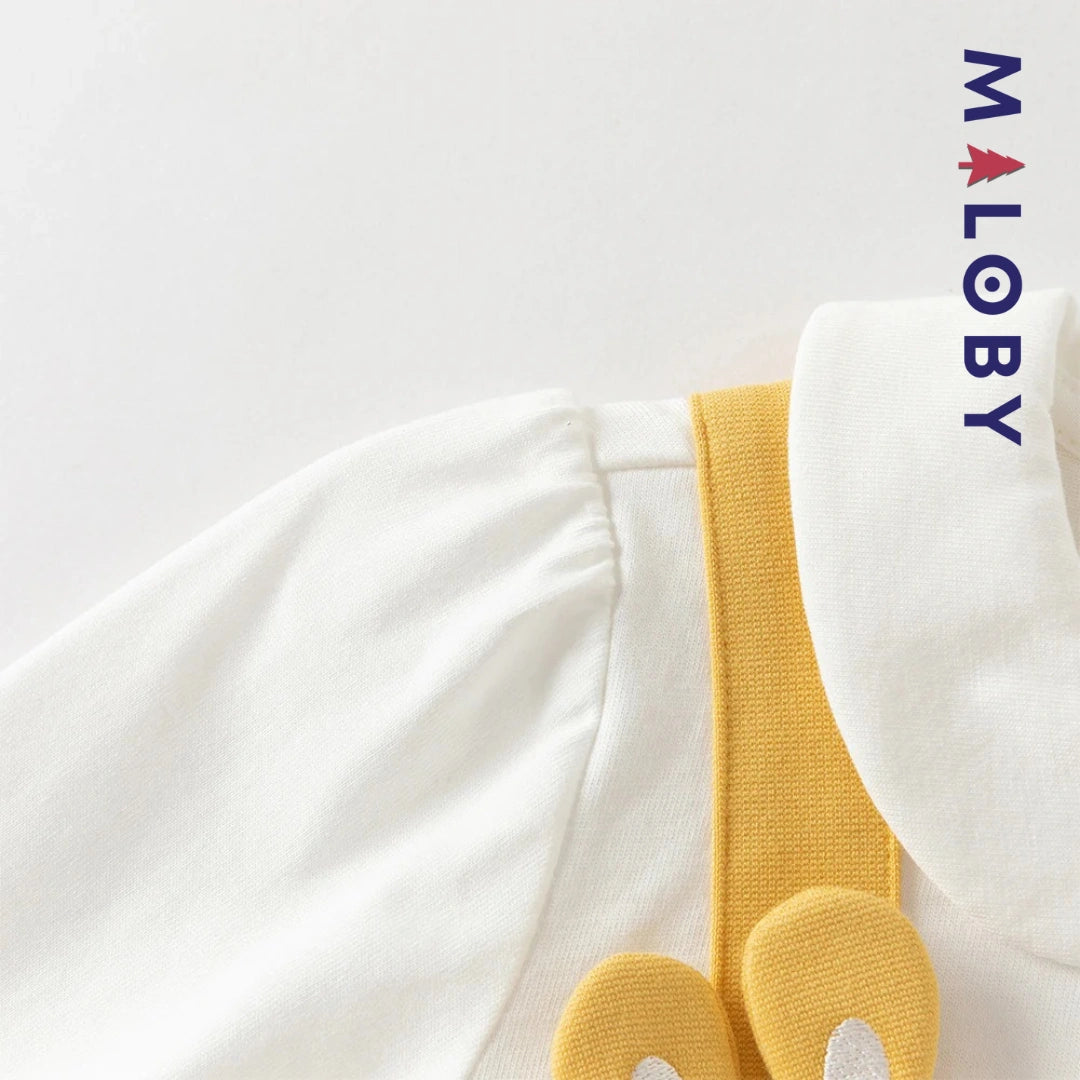 Robe bi-matière effet 2 en 1 enfant fille- Jaune -robes et ensembles pour filles, bébés et garcons - MALOBY