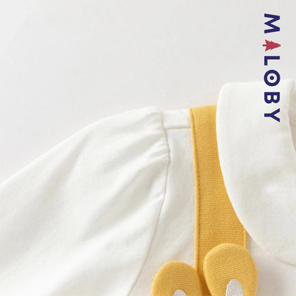 Robe bi-matière effet 2 en 1 enfant fille- Jaune -robes et ensembles pour filles, bébés et garcons - MALOBY