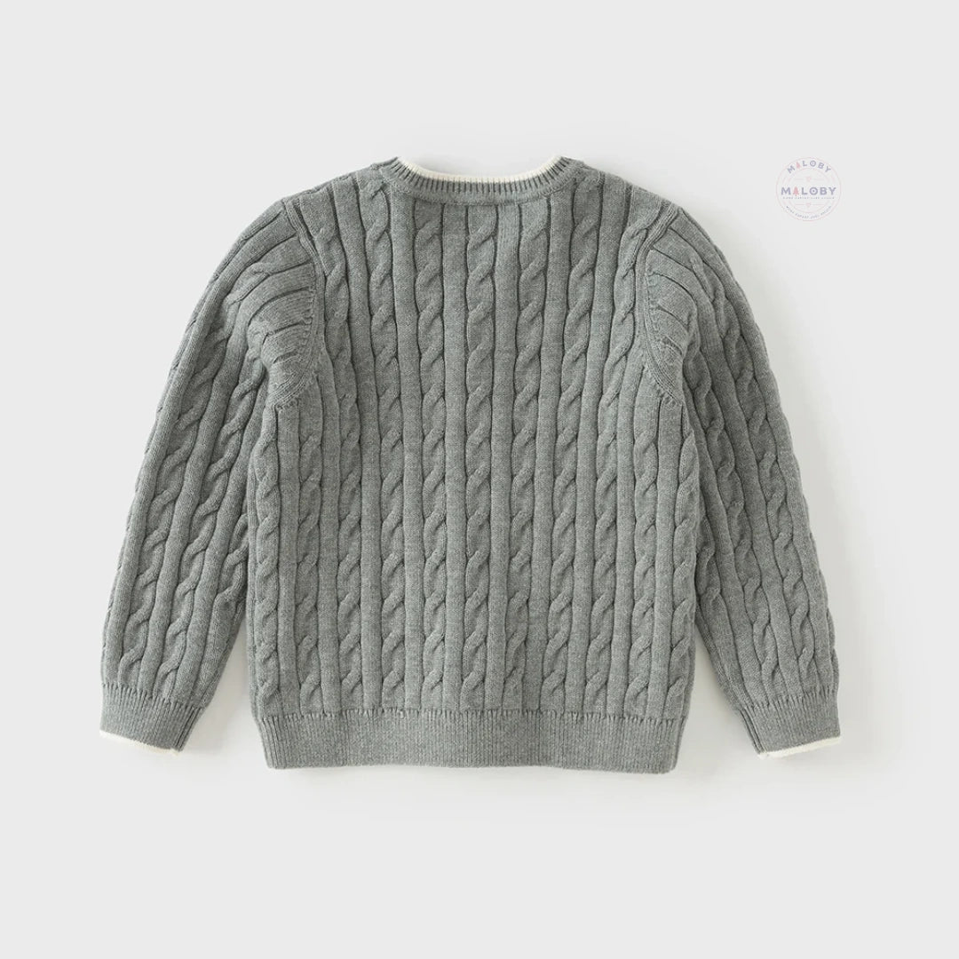 Cardigan torsadé antistatique premium gris pour garçon, vêtement enfant maroc - MALOBY