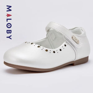 Ballerines en cuir blanc métallisé- Fille -robes et ensembles pour filles, bébés et garcons - MALOBY