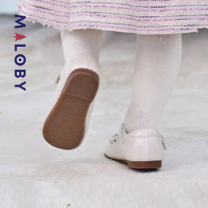 Ballerines en cuir blanc métallisé- Fille -robes et ensembles pour filles, bébés et garcons - MALOBY