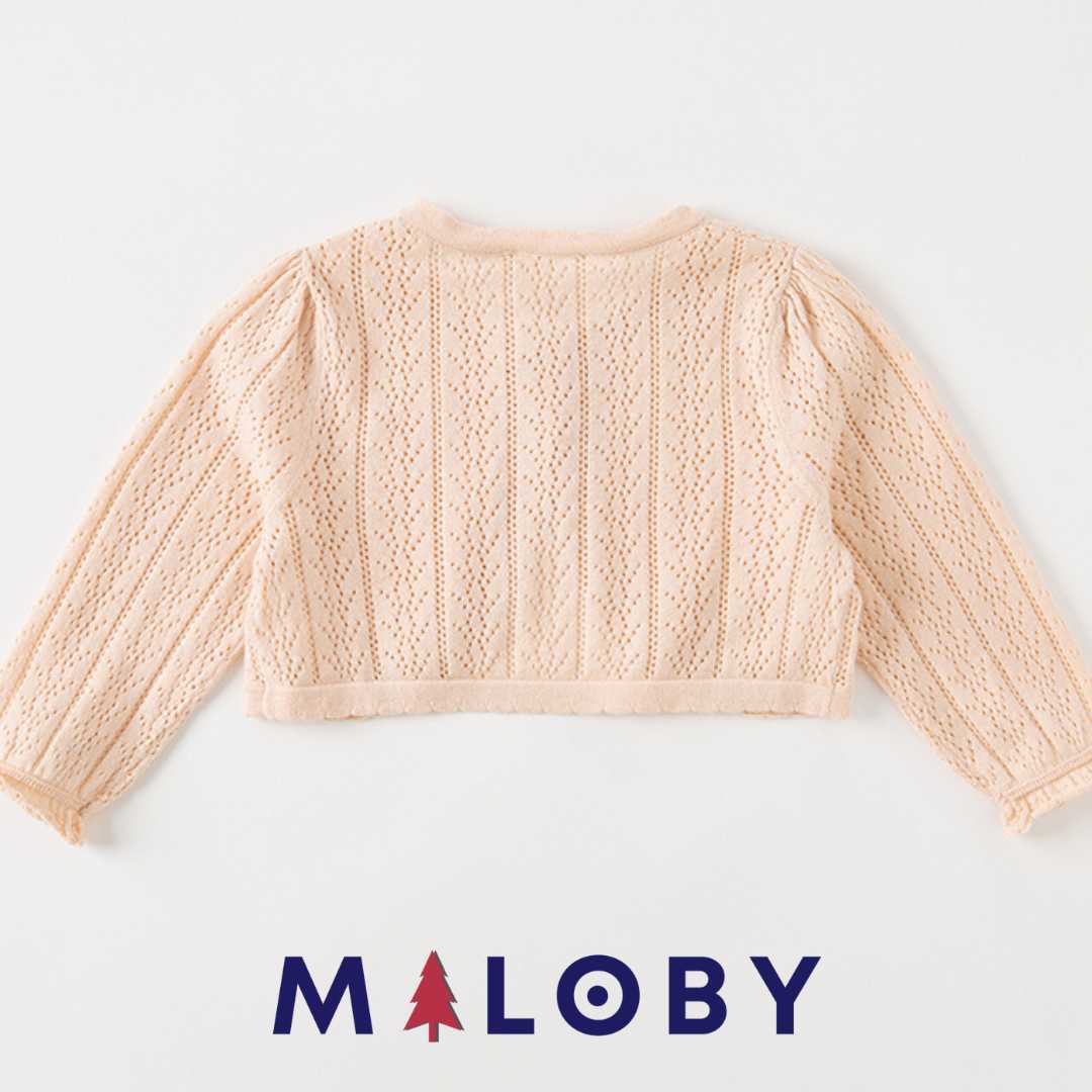 Boléro en maille pointelle fille - corail -robes et ensembles pour filles, bébés et garcons - MALOBY