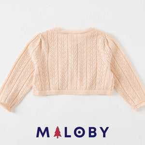 Boléro en maille pointelle fille - corail -robes et ensembles pour filles, bébés et garcons - MALOBY