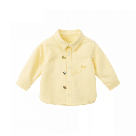 Chemise pour garçon à manches longues couleur Jaune -robes et ensembles pour filles, bébés et garcons - MALOBY