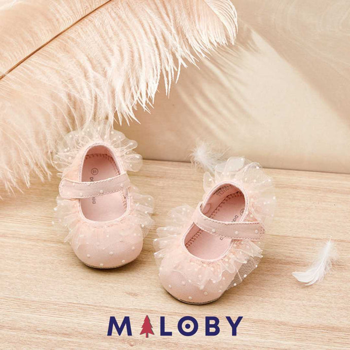 Chaussures bébé à volant-Rose -robes et ensembles pour filles, bébés et garcons - MALOBY