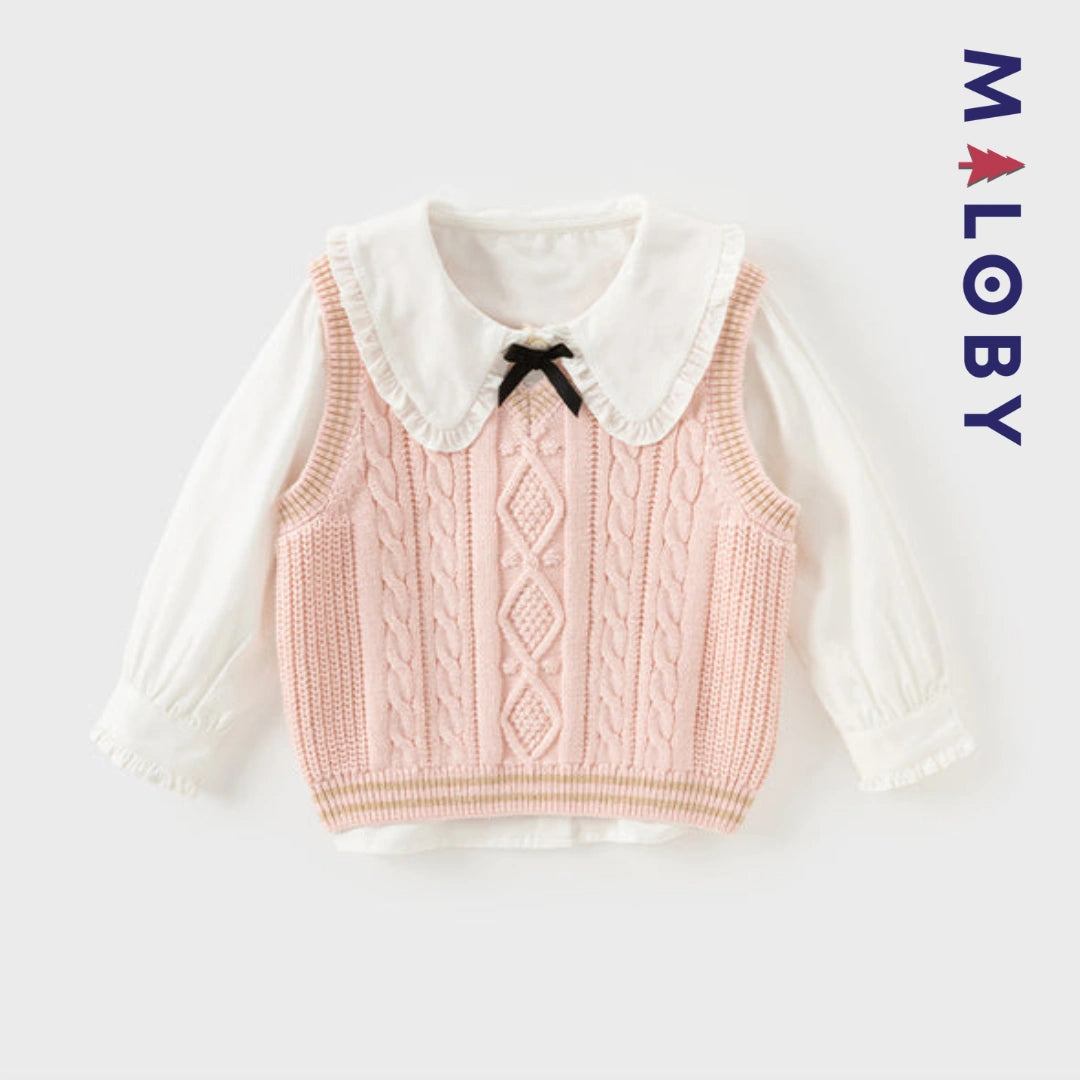 Chemise à nœud enfant fille - Blanc -robes et ensembles pour filles, bébés et garcons - MALOBY