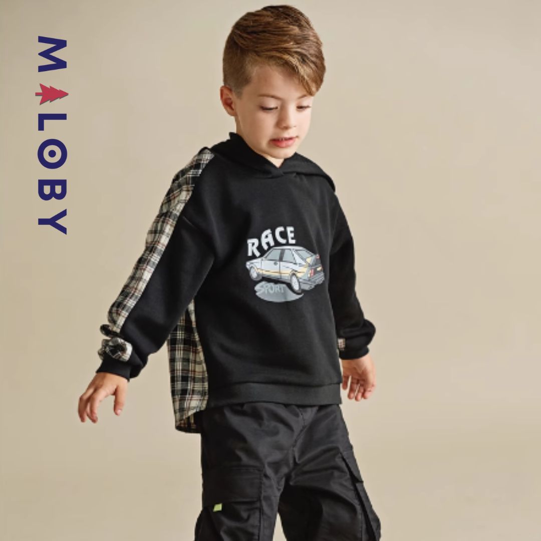 sweat à capuche bi-matière-Garçon -robes et ensembles pour filles, bébés et garcons - MALOBY