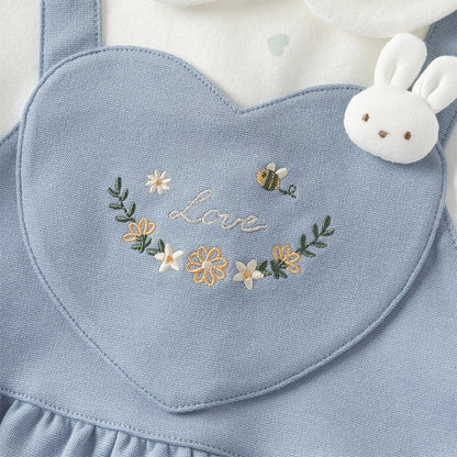 Robe « Love » bi-matière effet 2 en 1 enfant fille- Bleu