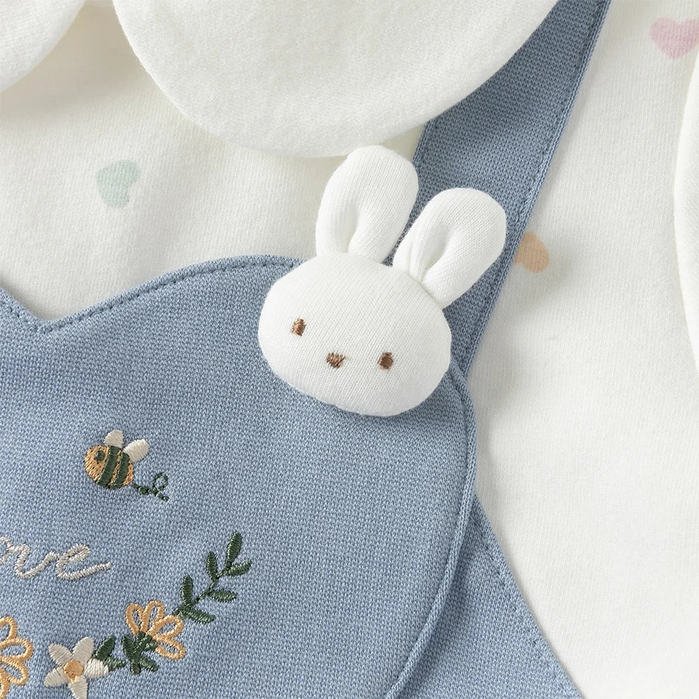 Robe « Love » bi-matière effet 2 en 1 enfant fille- Bleu