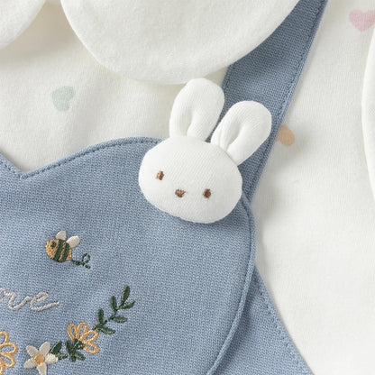 Robe « Love » bi-matière effet 2 en 1 enfant fille- Bleu