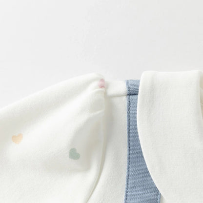 Robe « Love » bi-matière effet 2 en 1 enfant fille- Bleu