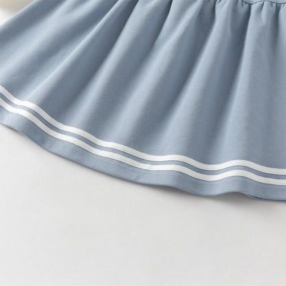 Robe « Love » bi-matière effet 2 en 1 enfant fille- Bleu