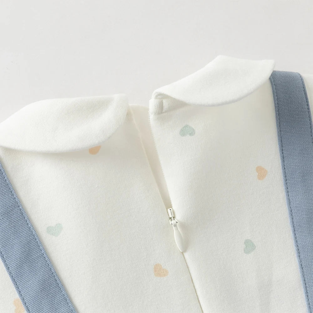 Robe « Love » bi-matière effet 2 en 1 enfant fille- Bleu