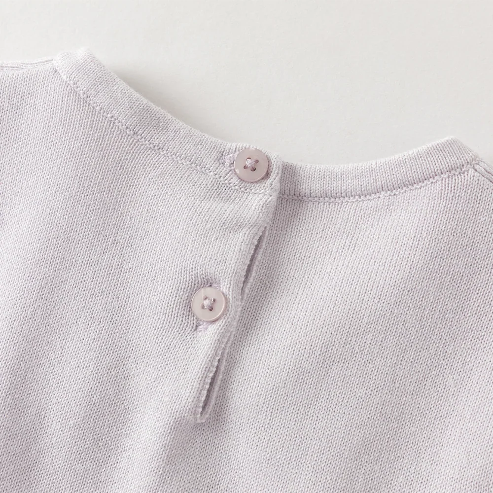 Robe effet 2 en 1 motifs papillons brodés enfant fille -Lilas