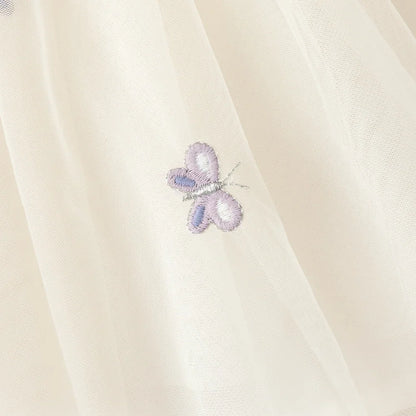 Robe effet 2 en 1 motifs papillons brodés enfant fille -Lilas