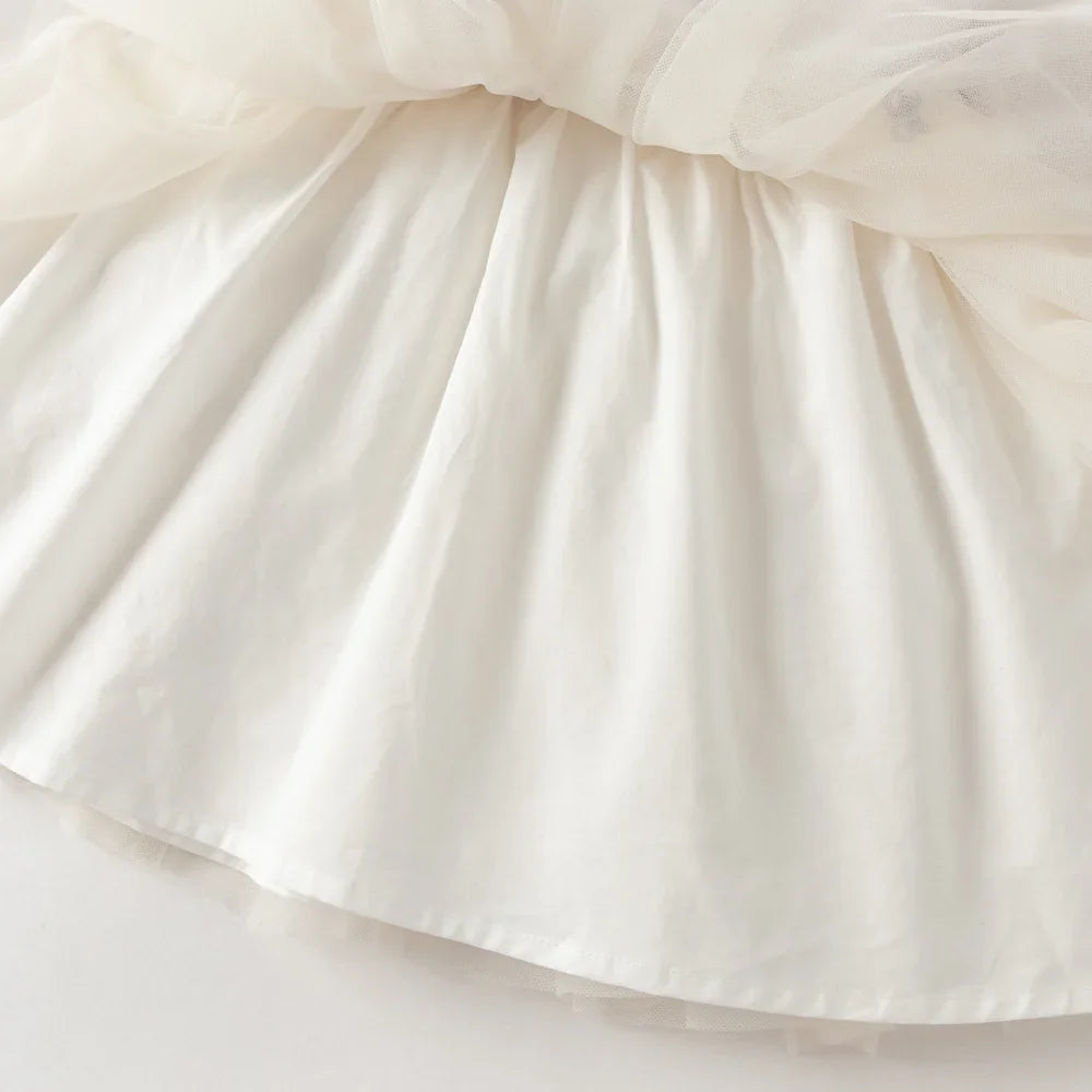 Robe effet 2 en 1 motifs papillons brodés enfant fille -Lilas