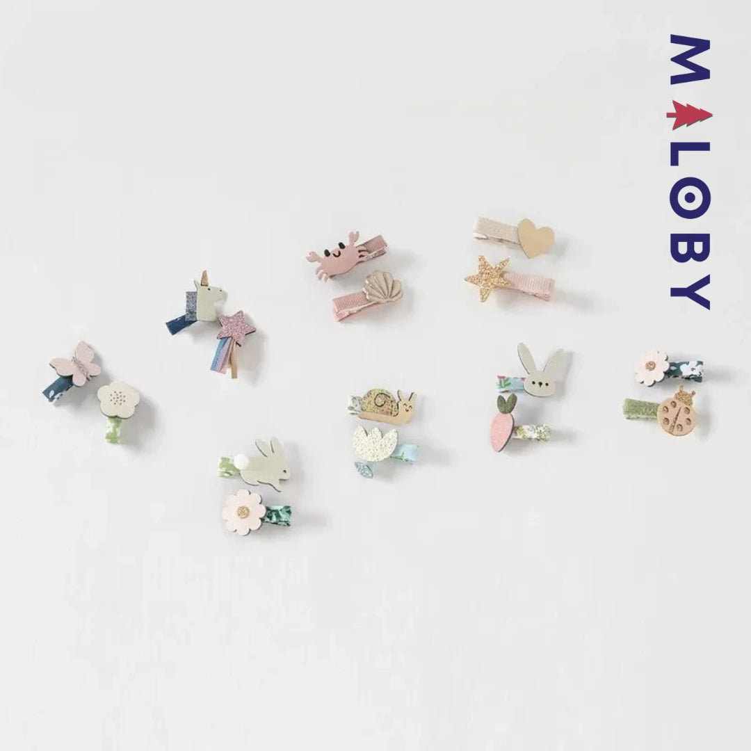 Duo de barrettes cheveux enfant fille - Rose