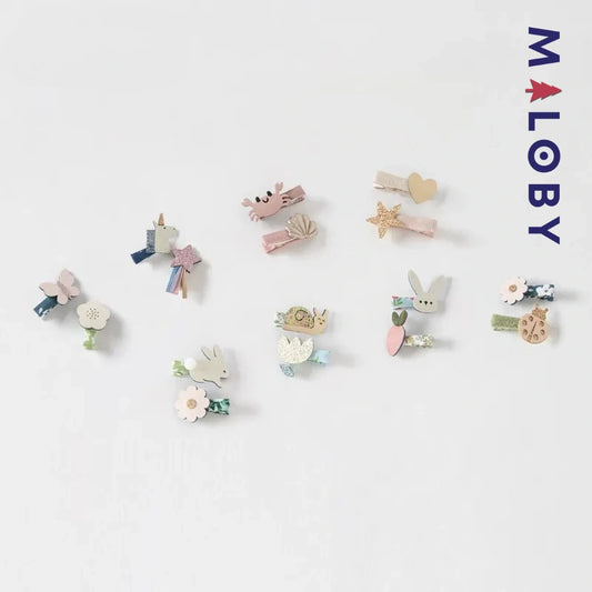 Duo de barrettes cheveux enfant fille - Rose