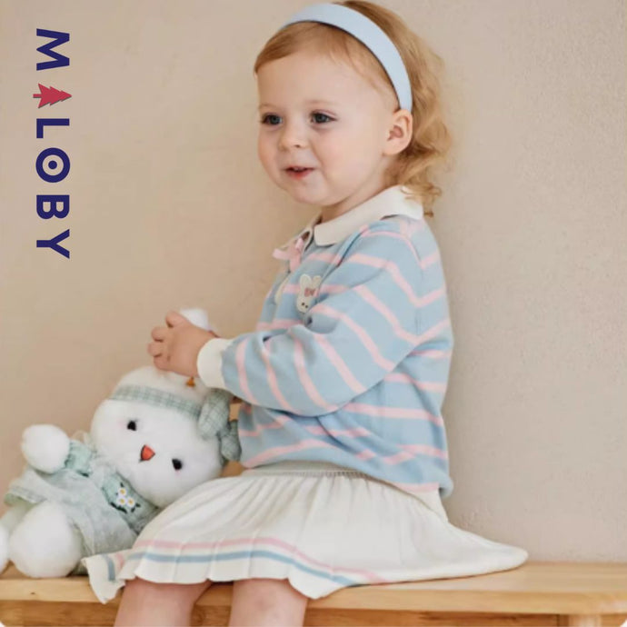 Ensemble Cardigan et Jupe imprimé rayé- Fille -robes et ensembles pour filles, bébés et garcons - MALOBY