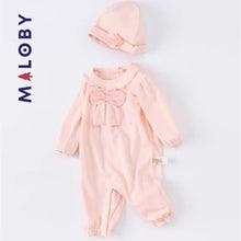 Charger l&#39;image dans la galerie, Ensemble Combinaison+bonnet Bébé fille-Rose -robes et ensembles pour filles, bébés et garcons - MALOBY
