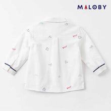 Charger l&#39;image dans la galerie, Ensemble chemise pour garçon+ Noeud papillon- Blanc imprimé -robes et ensembles pour filles, bébés et garcons - MALOBY
