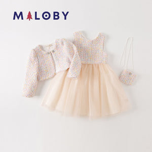 Ensemble fête Robe+veste+sac -Fille -robes et ensembles pour filles, bébés et garcons - MALOBY