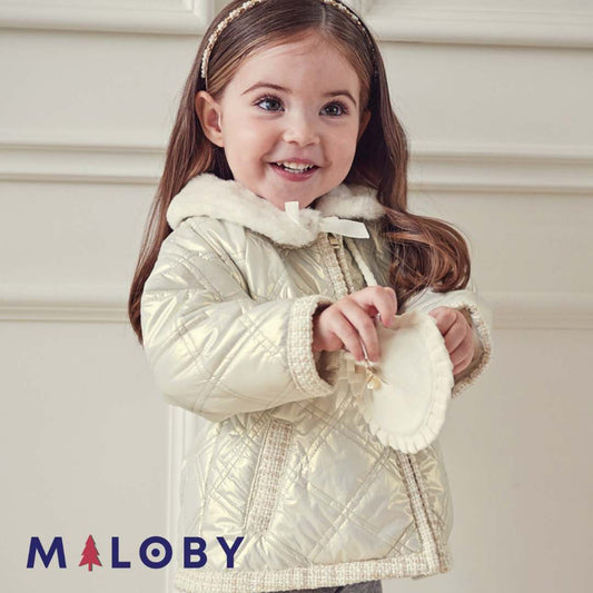 Ensemble manteau matelassé avec Sac -beige -robes et ensembles pour filles, bébés et garcons - MALOBY