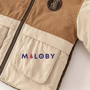 Manteau Bi matière à capuche- Garçon -robes et ensembles pour filles, bébés et garcons - MALOBY