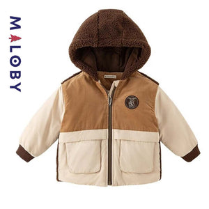 Manteau Bi matière à capuche- Garçon -robes et ensembles pour filles, bébés et garcons - MALOBY