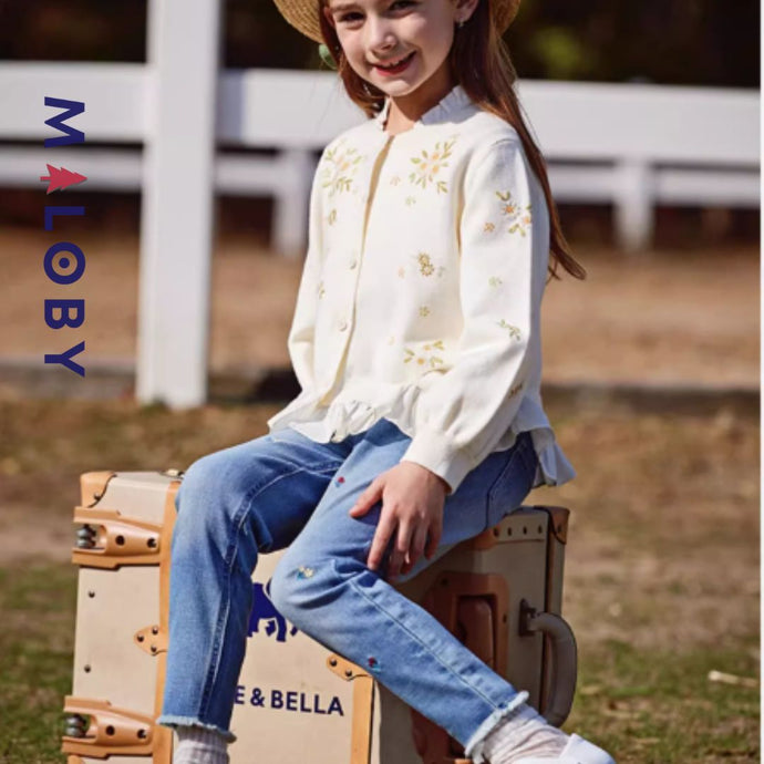 Pantalon denim brodé - Fille -robes et ensembles pour filles, bébés et garcons - MALOBY